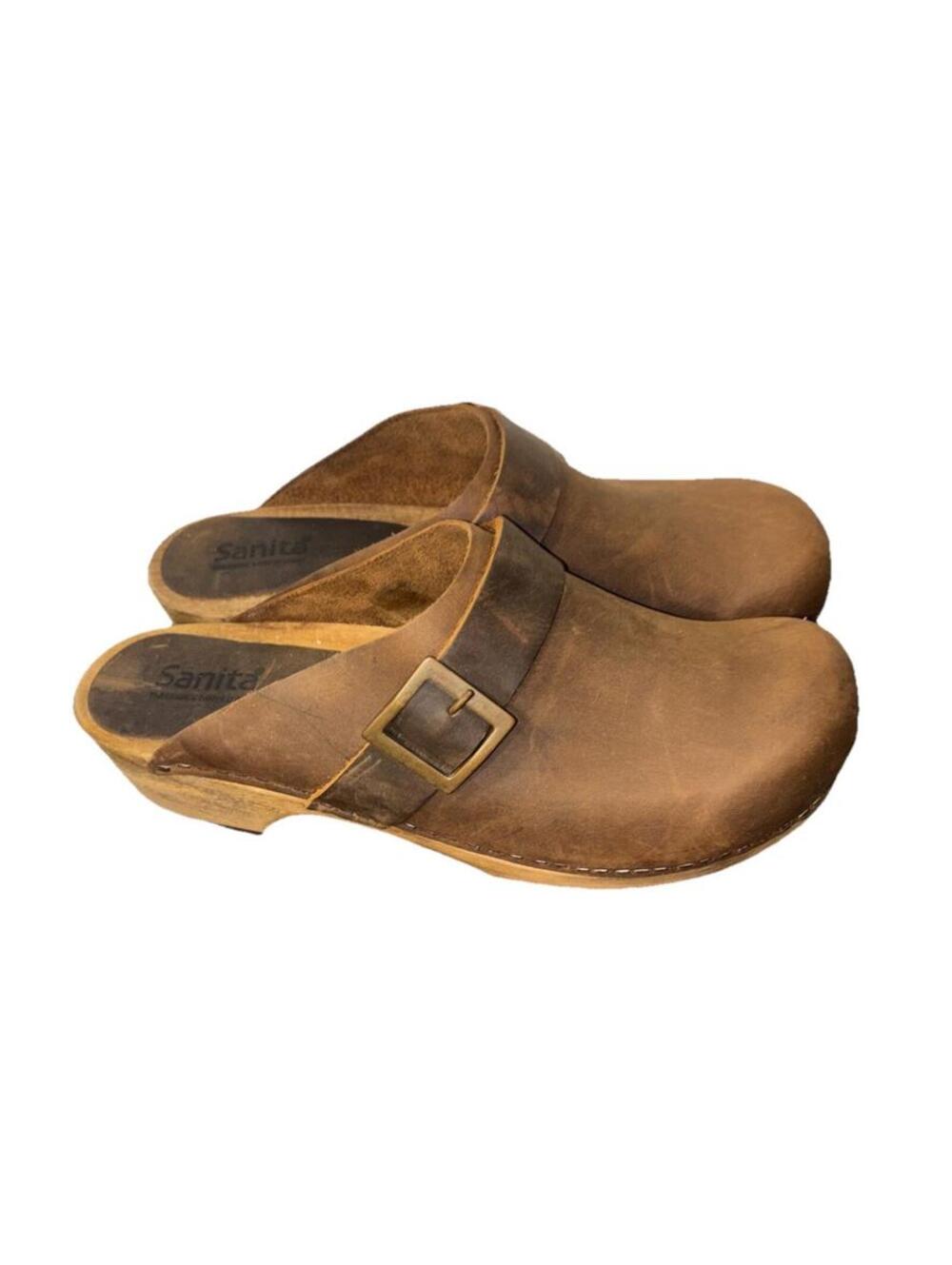 Sanita The Original Danish Clogs Slip On Brown Leather size 42